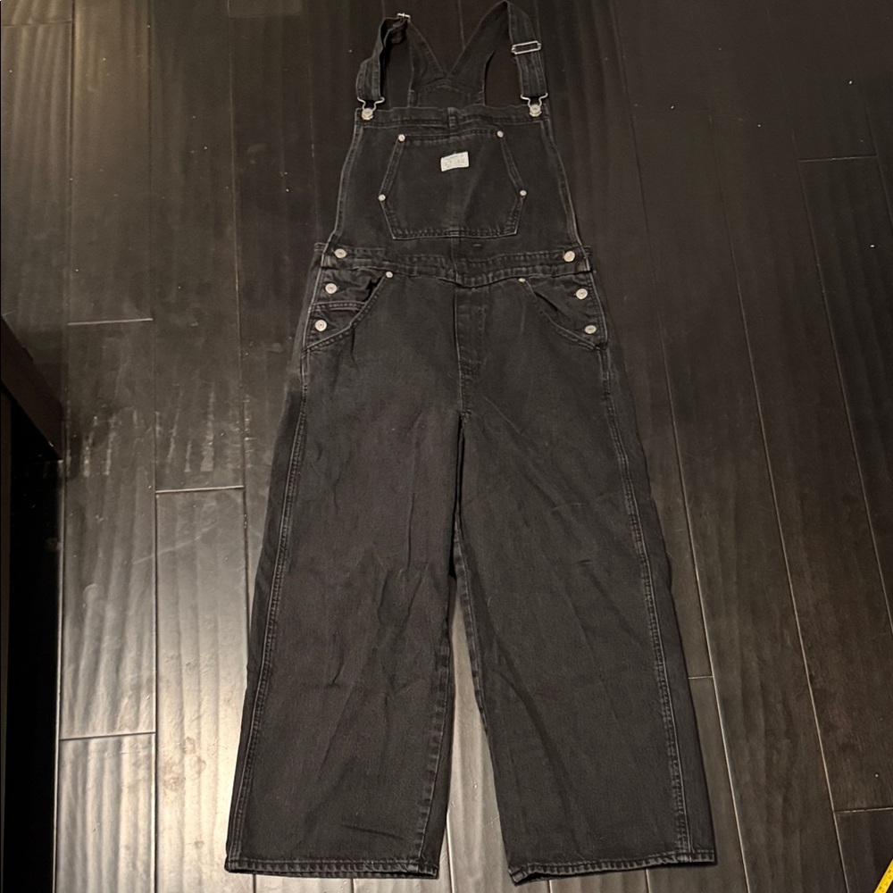 Levi's Black Wide Leg Crop Overalls